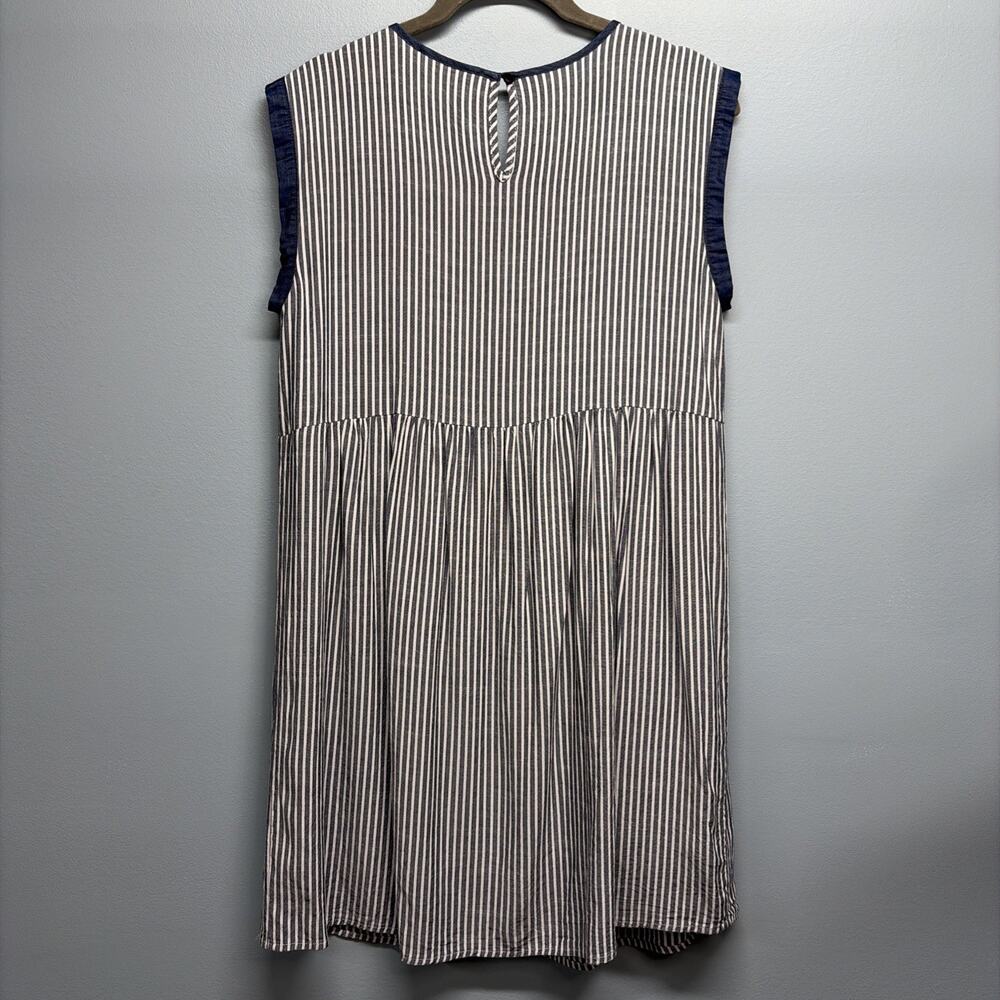 Savanna Jane Stripe Floral Embroidered Mini Dress Size Medium - Sleeveless Boho - Picture 4 of 6